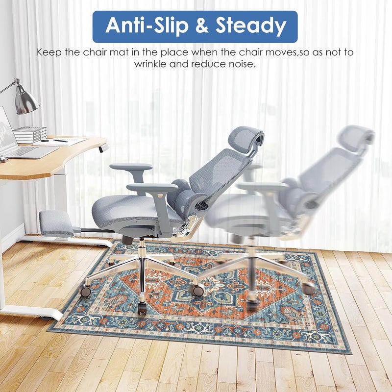 Vicwe Vintage Office Chair Mat for Hardwood Floor, 48"x60" Desk Rug for Hard Floors, Anti-Slip Computer Gaming Mat, Easy to Roll - Image 3